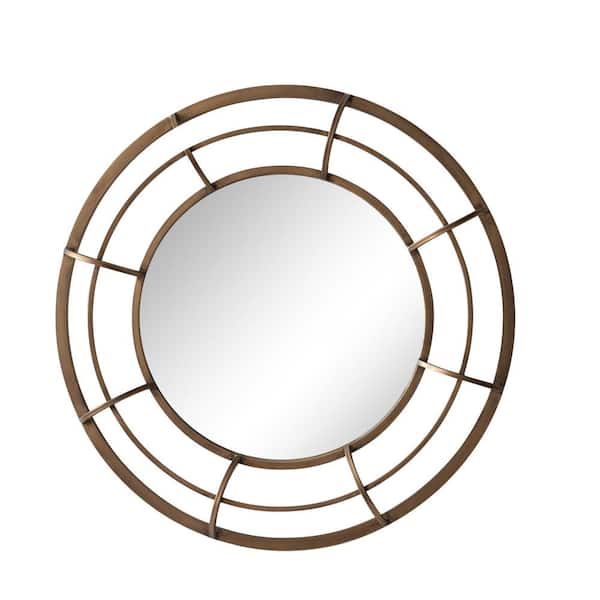 Liv & Skye Gold 28 in. x 28 in. Modern Round Carved Metal Framed Mirror