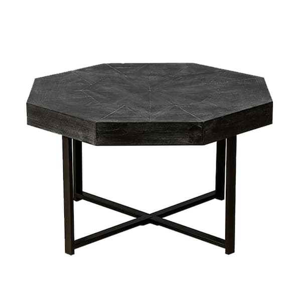 Sudzendf Black MDF Octagon Outdoor Side Table 1-Piece