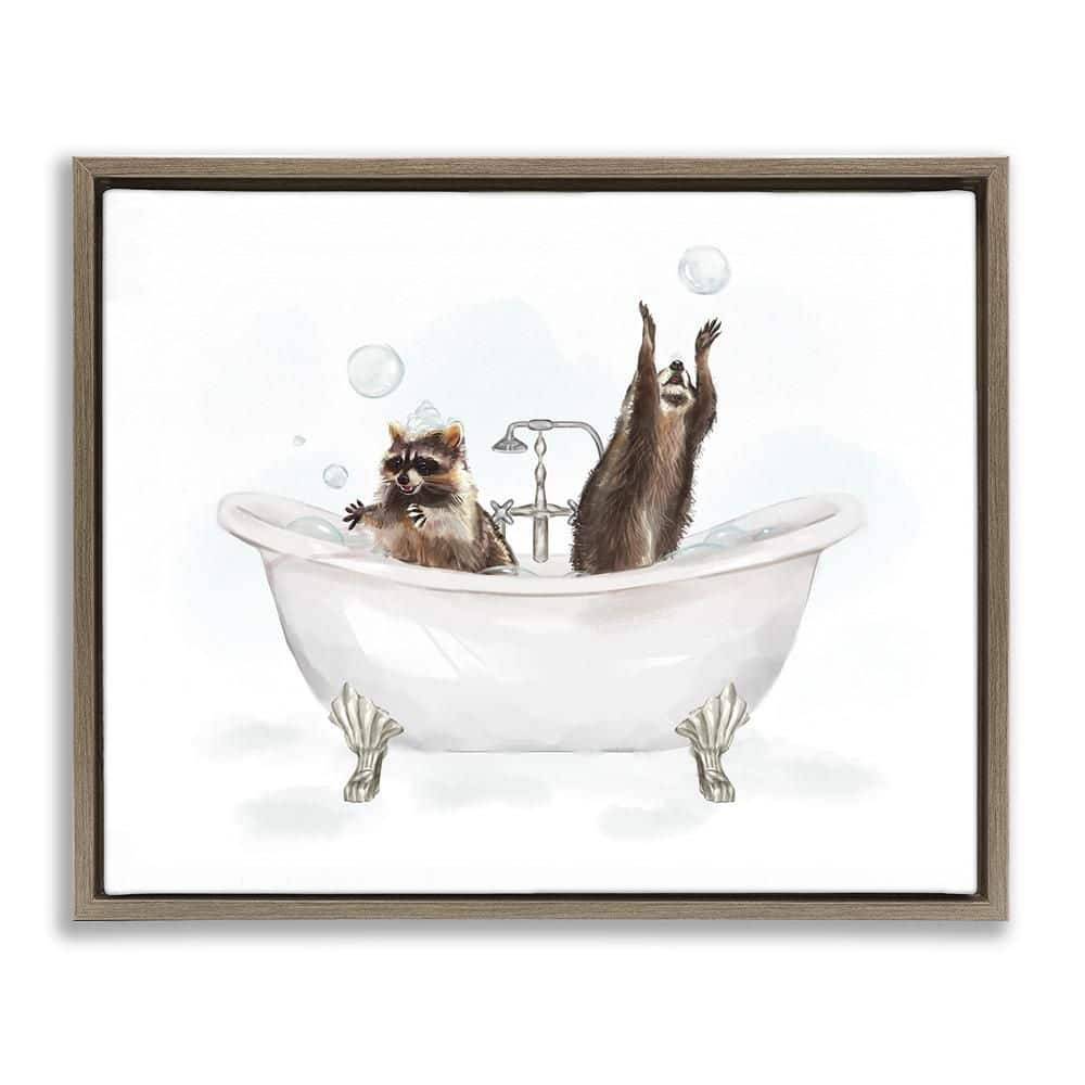 Raccoons Catching Bubbles by Ziwei Li 1-Piece Brown Floater Frame Animal Graphic Art Print 25 in. x 31 in. price history on PriceWatchPro