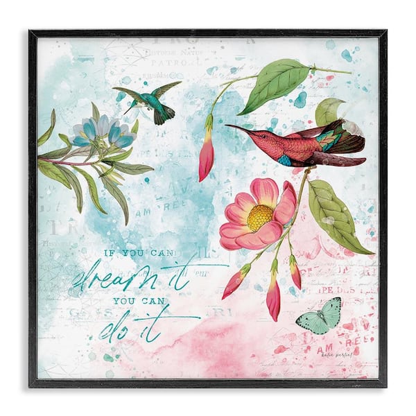 Stupell Industries Inspirational Dream & Do It by Katie Pertiet Black Framed Animal Giclee Art Print 12 in. x 12 in.