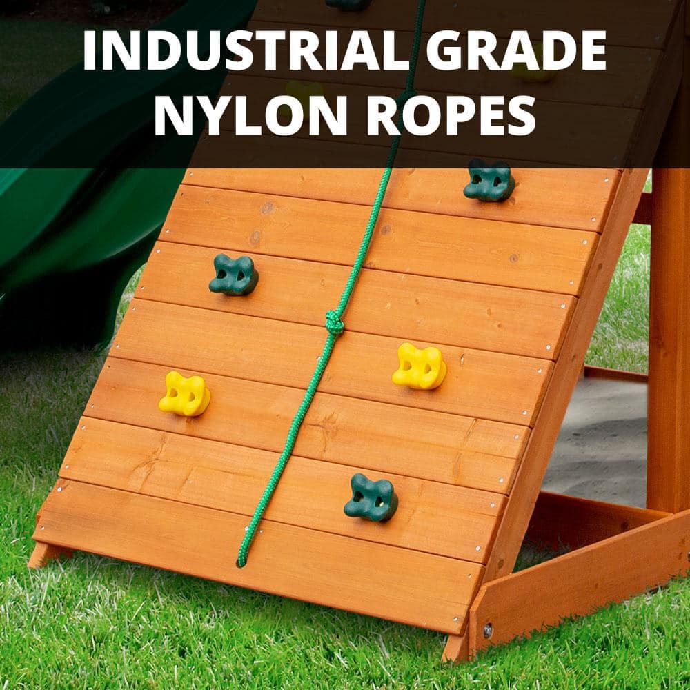 Redwood and Green Cedar Playground System with Slide and Swings