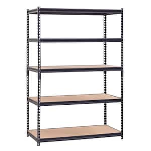 5-Shelf Heavy Duty Adjustable Metal Garage Storage Shelving Unit in Black (48 in. W x 72 in. H x 24 in. D)
