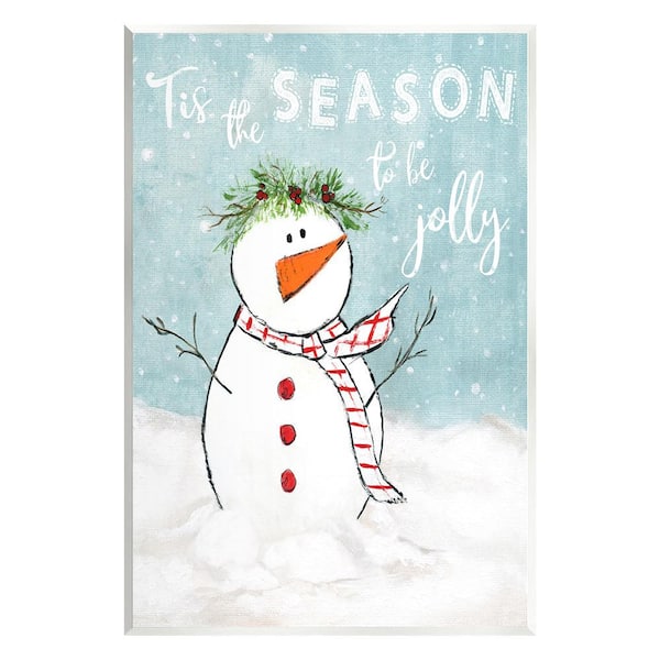 Stupell Industries Tis the Season Snowman by Janet Tava 1-Piece Unframed Graphic Print Typography Poster Art Print 19 in. x 13 in.