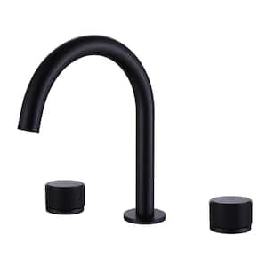 8 in. Widespread Double Handle Bathroom Faucet Brass Modern 3-Holes Bathroom Sink Basin Faucets in Matte Black