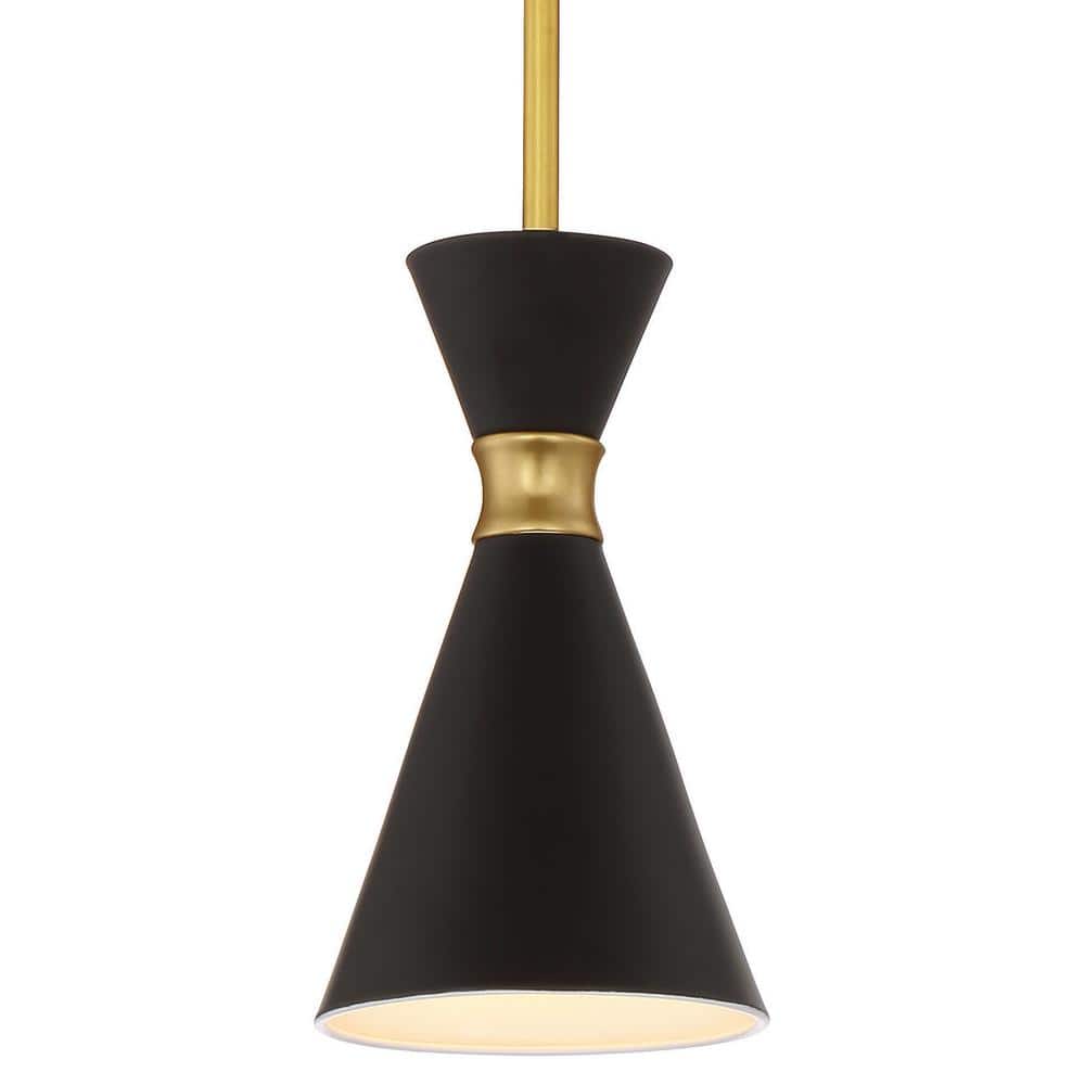Honey Gold and Matte Black Mini Pendant Light