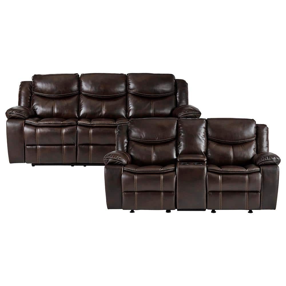 Austin 87.5 in. W Pillow Top Arm Faux Leather Rectangle Manual Reclining So