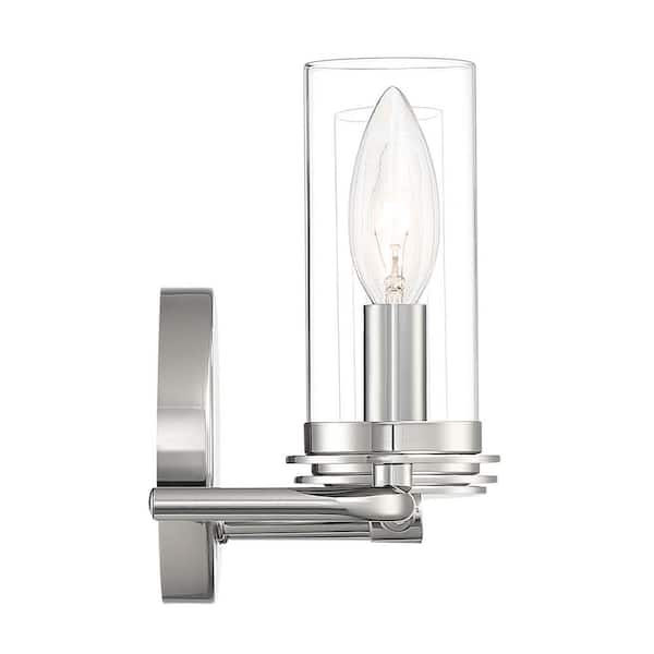 Designers Fountain - Hudson Heights 18 in. 3-Light Polished Nickel Coastal Vanity Light with Clear Glass Shades
