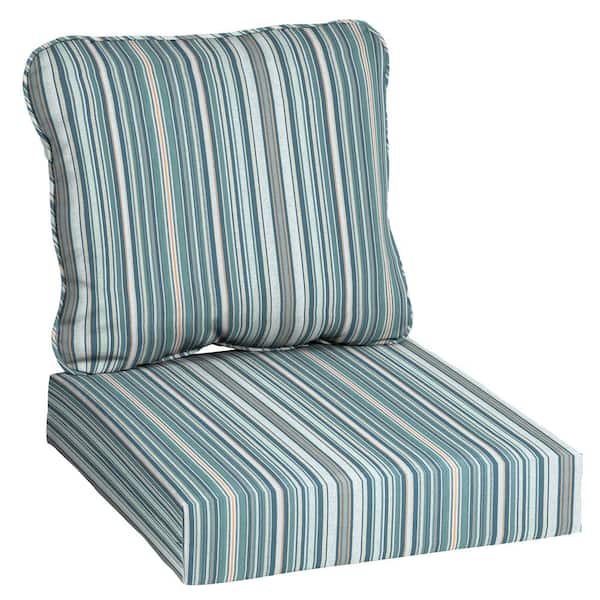 Hampton Bay 24 in. x 24 in. Two Piece Deep Seating Outdoor Lounge Chair Cushion in Charleston Stripe