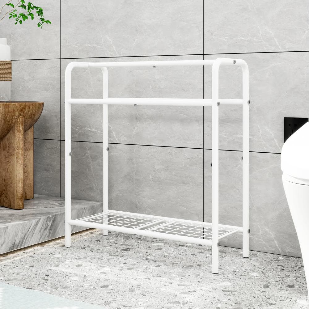 3 Tier White Metal Towel Rack, Freestanding Towel Holder for Bathroom Accessories, Save Space with Storage price history on PriceWatchPro