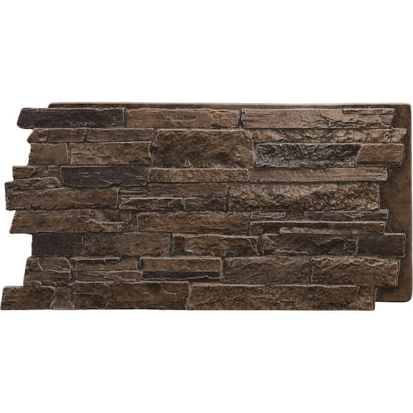 Ekena Millwork Acadia Ledge 49 in. x 1 1/4 in. Willow Peak Stacked Stone, StoneWall Faux Stone Siding Panel