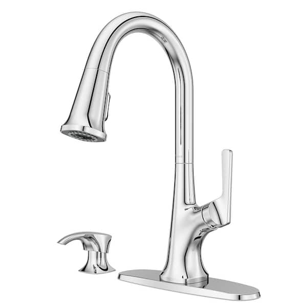 Pfister Ridgeline Single Handle Pull Down Sprayer Kitchen Faucet with HydroBlade Spray in Polished Chrome