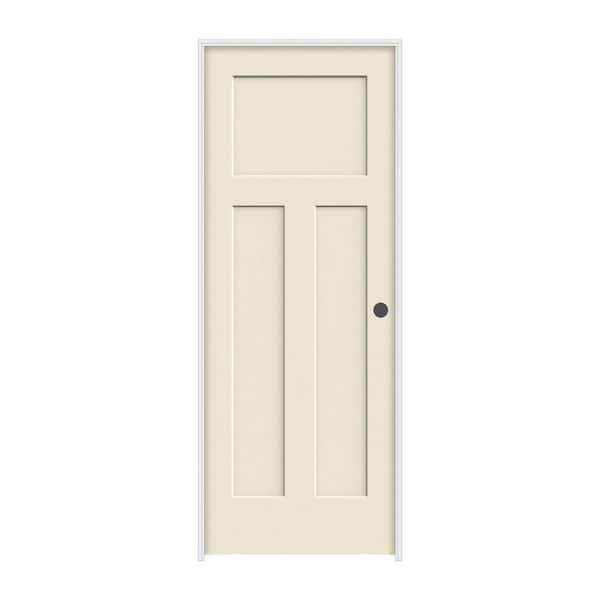 JELD-WEN 30 in. x 80 in. Craftsman Smooth 3-Panel Primed Molded ...
