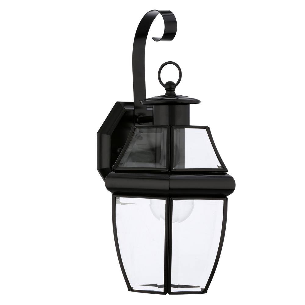 Black 14 Inch Outdoor Wall Lantern with Clear Glass