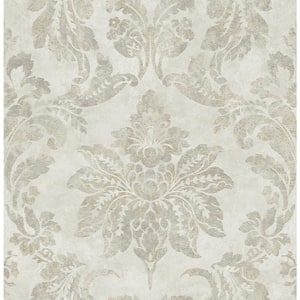Astor Silver Damask Paper Strippable Roll Wallpaper (Covers 56.4 sq. ft.)