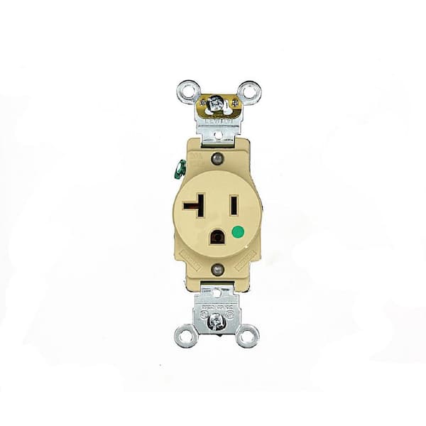 Leviton 20 Amp 125 V Hospital Grade Single Outlet/Receptacle, Ivory (1-Pack) 8310-I