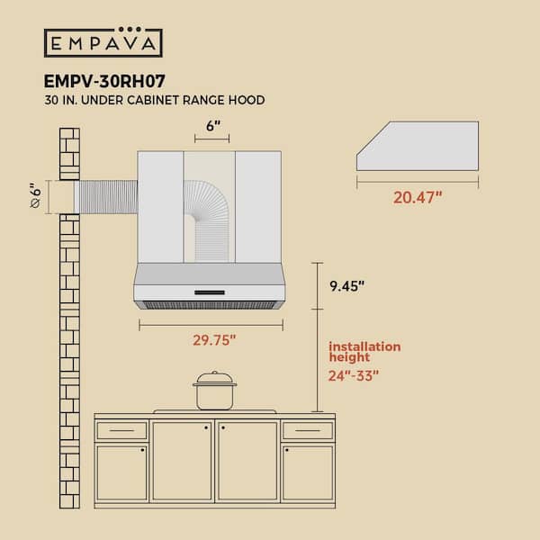 30 in. 400 CFM Ducted Kitchen Under Cabinet Range Hood Shell in Stainless Steel with Light