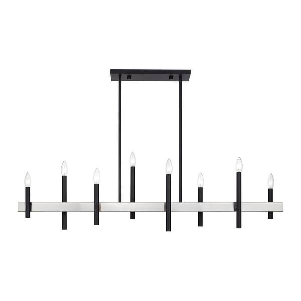 Livex Lighting Denmark 8-Light Black with Brushed Nickel Accents