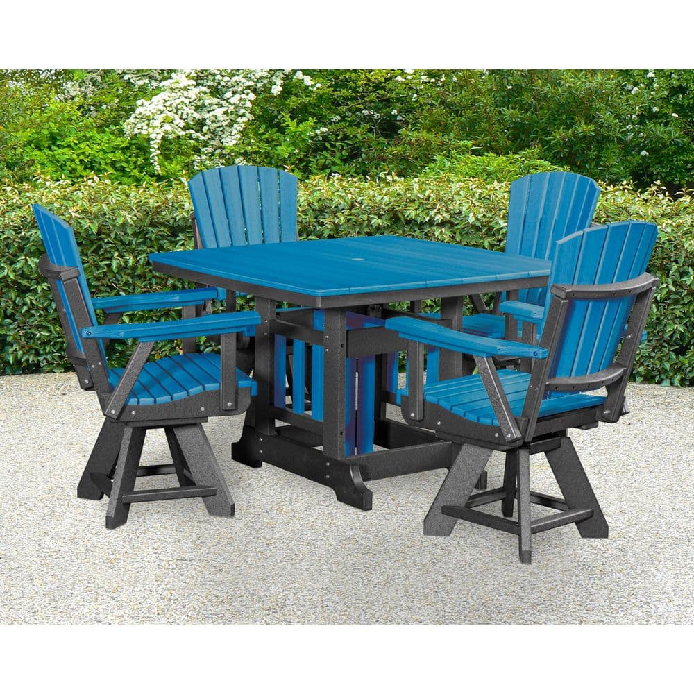 Adirondack Series Black 5-Piece High Density Poly Ethylene Plastic Square Dining Height Outdoor Dining Set price history on PriceWatchPro