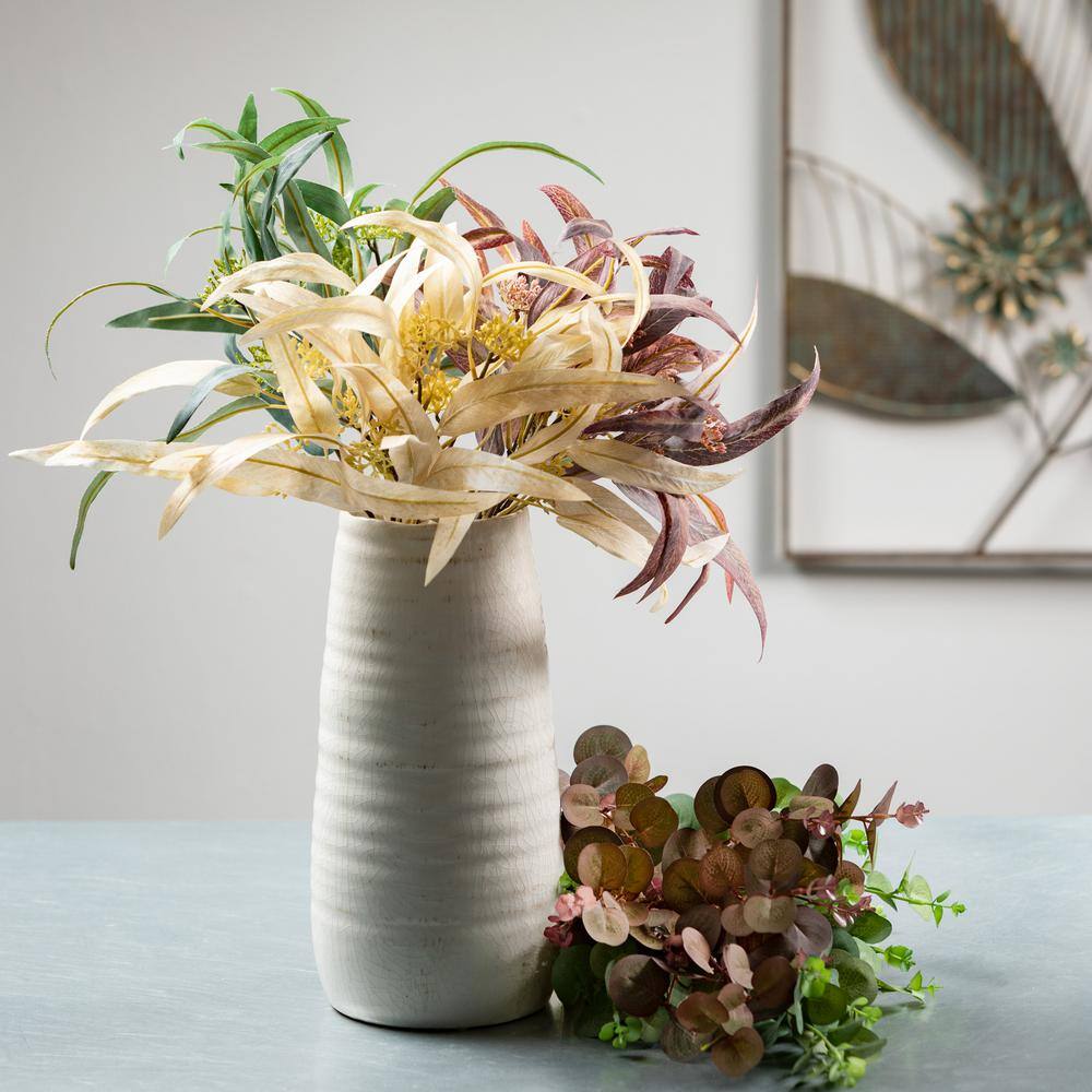 Elegant Rustic White Ceramic 13.5" Table Vase