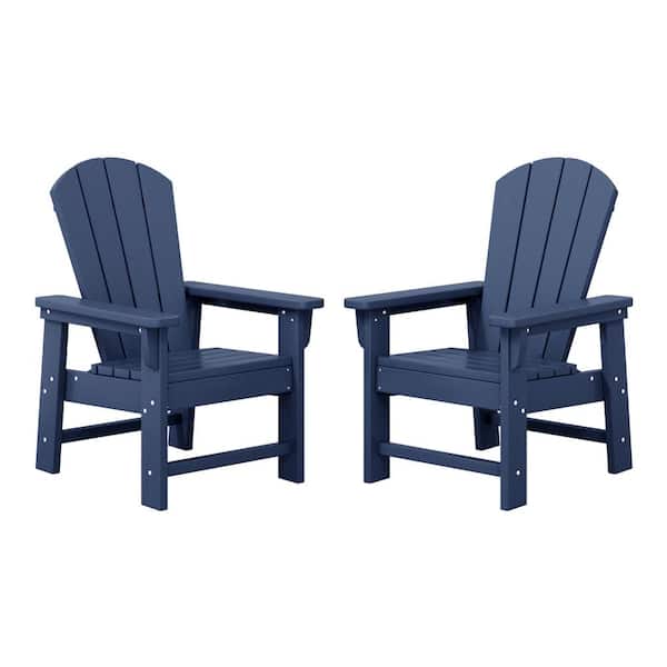 WESTIN OUTDOOR Children's Laguna Set-2 Outdoor Patio All Weather Fade Resistant Kids Poly Plastic Adirondack Chairs in Navy Blue