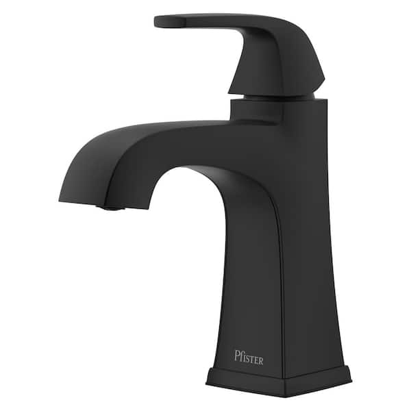 Pfister Bellance Single Handle Single Hole Bathroom Faucet with Drain Kit and Deckplate included in Matte Black