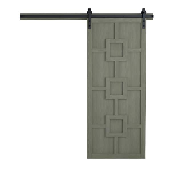 VeryCustom 30 in. x 84 in. The Mod Squad Gauntlet Wood Sliding Barn Door with Hardware Kit in Black