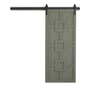 30 in. x 84 in. The Mod Squad Gauntlet Wood Sliding Barn Door with Hardware Kit in Stainless Steel