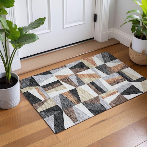 Chantille Machine Washable Indoor/Outdoor Abstract ACN2327 Gray 2 ft. x 3 ft. Accent Rug
