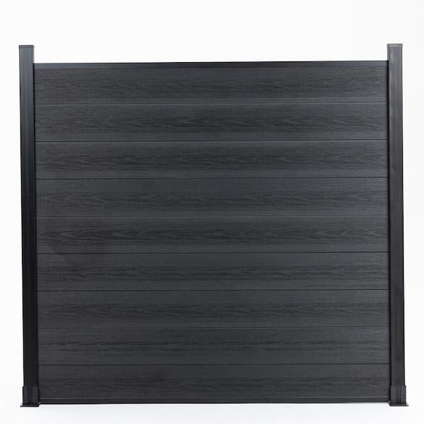 Tunearary 6 ft. x 6 ft. Wood Plastic Composite Garden Fence for Patio, Garden, 9 Boards (Without Column), Black