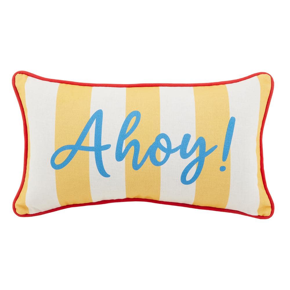Hampton Bay 12 in. x 20 in. Ahoy Sail Outdoor Lumbar pillow 04373010 The Home Depot