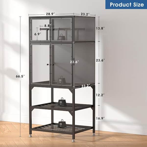 Black 35 in. H Metal Tool Cabinet for Garage with Wheels