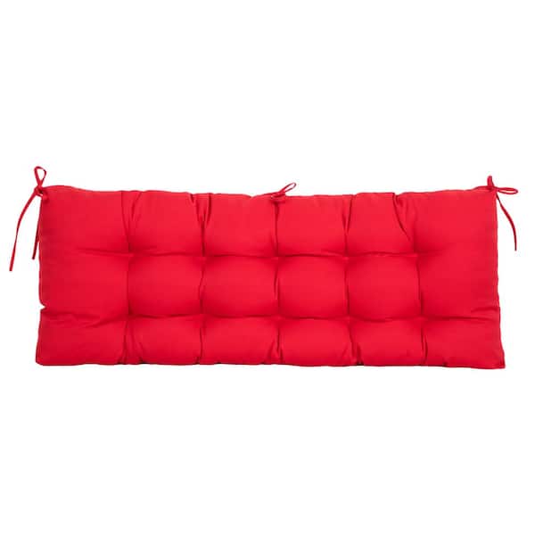 BLISSWALK Outdoor Seat Cushions Bench Settee Loveseat Tufted Seat Pillow of Wicker for Patio Furniture (Red)