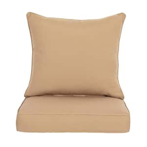Outdoor Deep Seat Cushion Set 24x24"&22x24", Lounge Chair Loveseats Cushions for Patio Furniture Light Brown