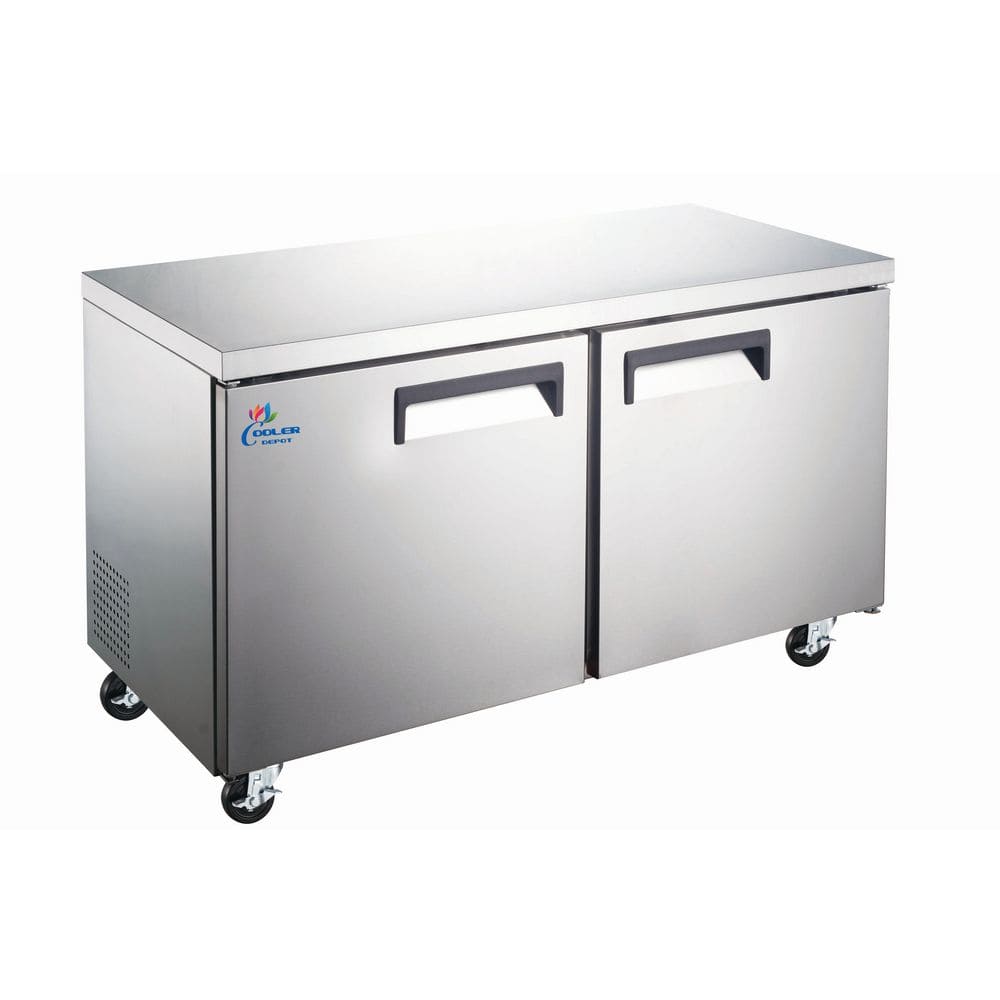 47.2 in. W 12 cu. ft. Double Solid Door Commercial Undercounter Refrigerator in Stainless Steel.