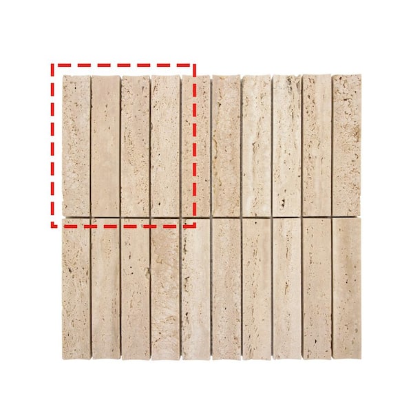 sunwings Stacked Travertino 6 in. x 6 in. Honed Flucted Nero Marquina Natural Marble Mosaic Tile (0.25 sq. ft./Case)