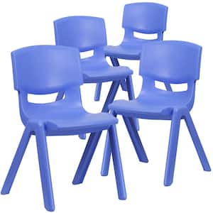 4-Pack Blue Plastic Stackable School Chair with 15.5 in. Seat Height