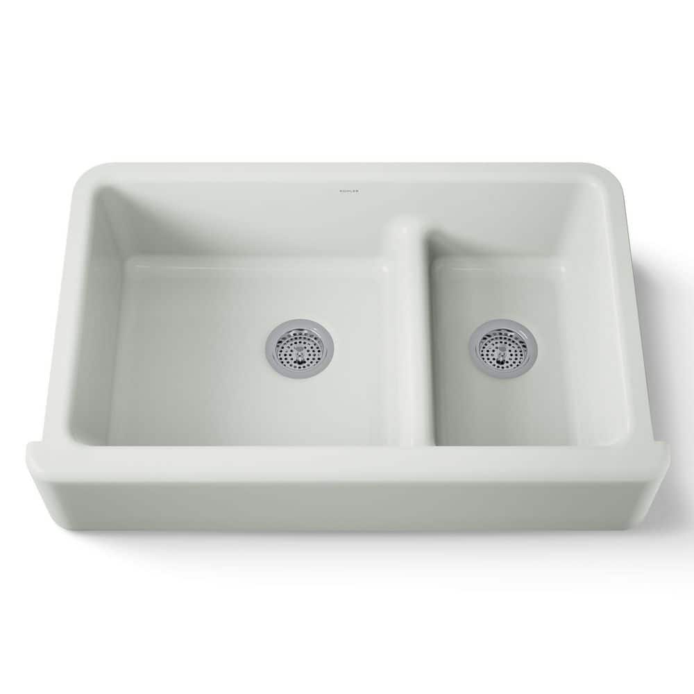 KOHLER Whitehaven 34 in. Undermount Double Bowl Sea Salt Cast Iron