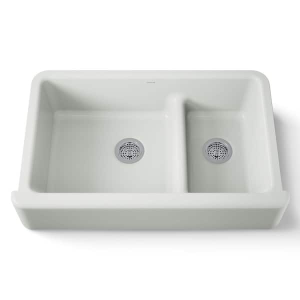 Whitehaven 34 in. Undermount Double Bowl Sea Salt Cast Iron Kitchen Sink
