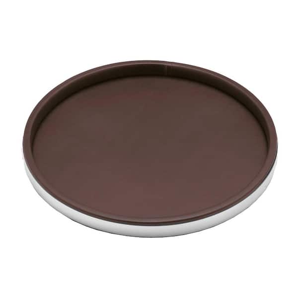 Kraftware Sophisticates 14 in. Round Serving Tray in Brown and Brushed Chrome