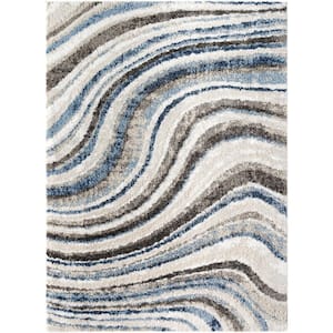 Osaka Blue/White Abstract 8 ft. x 10 ft. Indoor Area Rug
