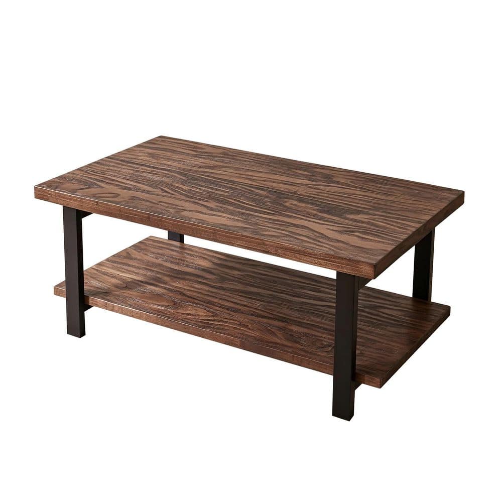 "41.7"" 2-Tier Farmhouse Rectangle Rubber Wood Coffee Table, Walnut Wood Top for Living Room & Home Office" price history on PriceWatchPro