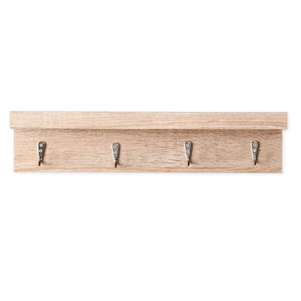 Southern Enterprises Clytie Light Oak Wall Mounted Coat Rack with 4-Hook