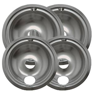 6 in. 2-Small and 8 in. 2-Large B Style Drip Pan in Chrome (4-Pack)