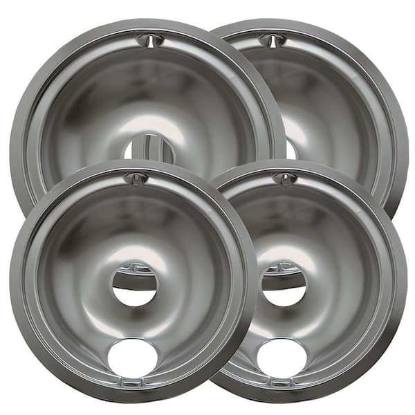 Range Kleen 6 in. 2-Small and 8 in. 2-Large B Style Drip Pan in Chrome (4-Pack)