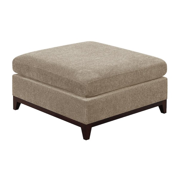 Benjara Gray Fabric Square Cocktail Ottoman