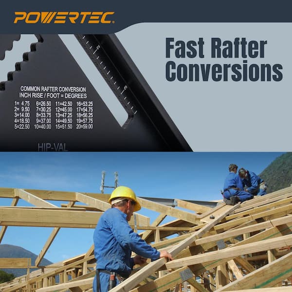 POWERTEC 7 in. Rafter Square, Aluminum Carpenter Square for