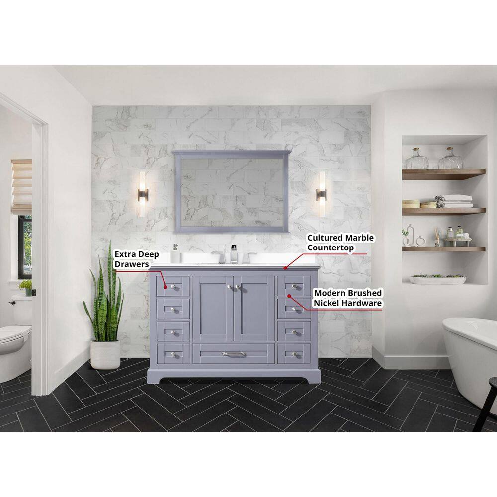 Dukes 48" Dark Grey Single Bath Vanity with Marble Top