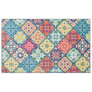 Moraccan Tile Blue 1 ft. 6 in. x 2 ft. 6 in. Area Rug