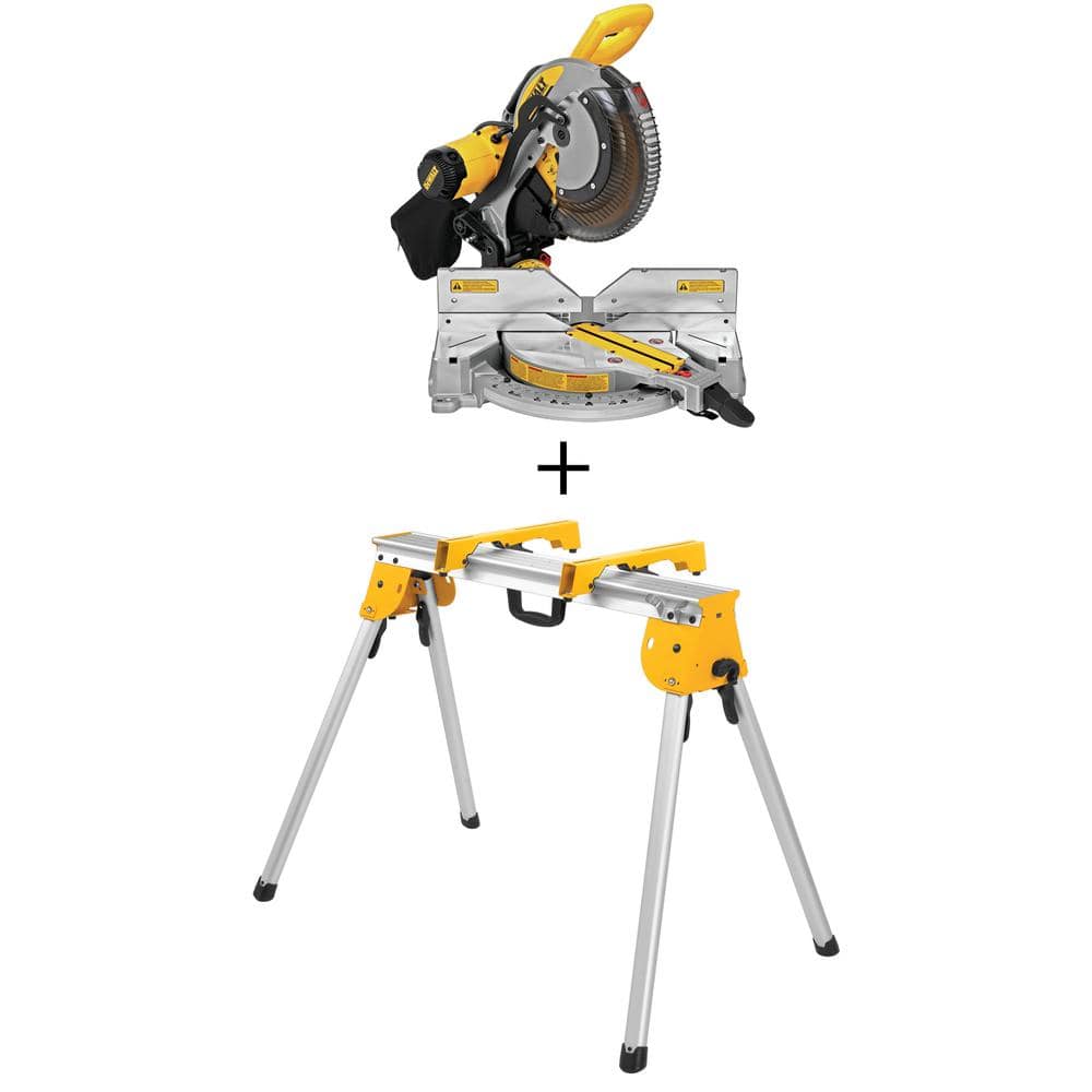 DEWALT 15 Amp Corded 12 in. Double Bevel Compound Miter Saw and Heavy-Duty Work Stand -  DWS716W725B