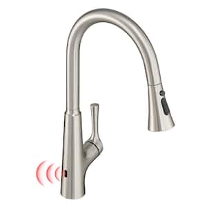 Motion Activated Single-Handle Pull-Down Sprayer Kitchen Faucet in Brushed Nickel